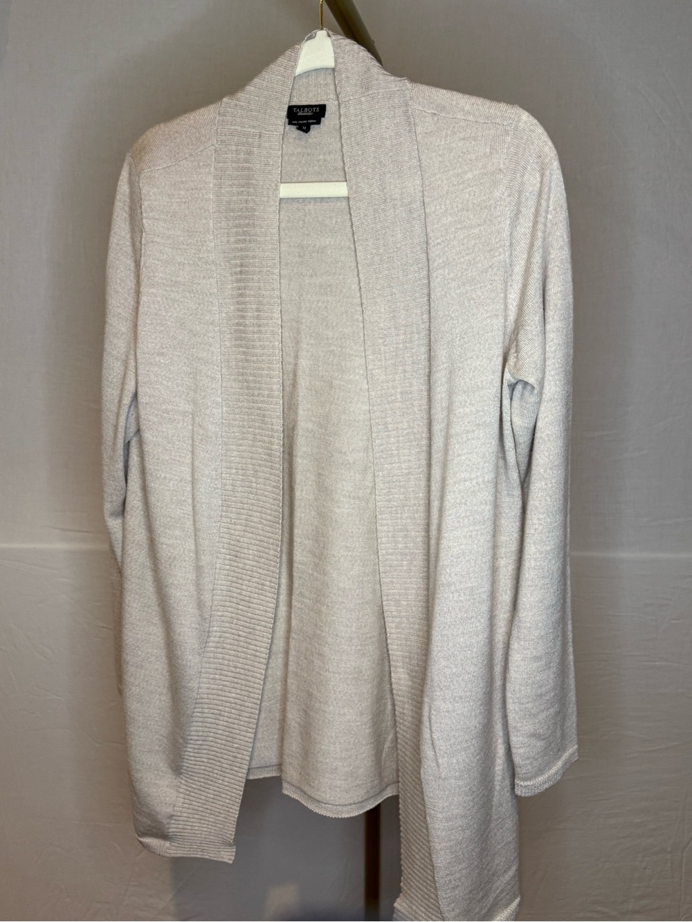 Talbots Open-Front Light Beige Cardigan Sweater